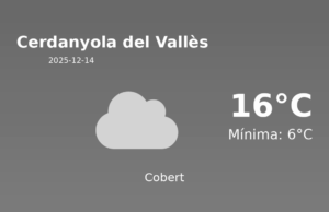El temps avui 14 de Desembre de 2025 a Cerdanyola del Vallès segons l’AEMET