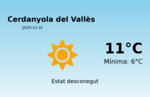 AEMET: El temps per a Cerdanyola del Vallès – 31 de Desembre de 2025