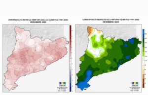El desembre de 2025 registra temperatures excepcionals i un alt volum de precipitacions a Catalunya