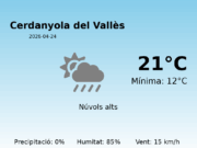 AEMET: El temps per a Cerdanyola del Vallès – 24 de Abril de 2026