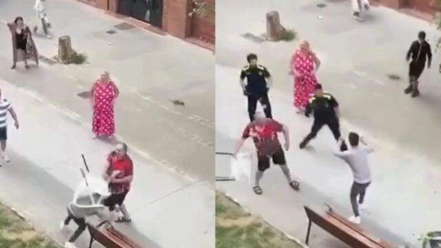 Baralla enmig del carrer Irlanda de Cerdanyola