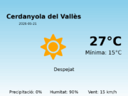 El temps avui 21 de Maig de 2026 a Cerdanyola del Vallès segons l’AEMET