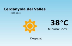 Previsió de l’AEMET a Cerdanyola del Vallès avui 9 de Agost de 2026