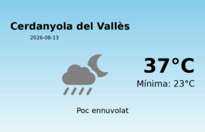 Previsió de l’AEMET a Cerdanyola del Vallès avui 13 de Agost de 2026