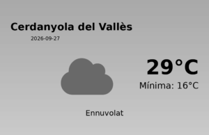 Previsió de l’AEMET a Cerdanyola del Vallès avui 27 de Setembre de 2026