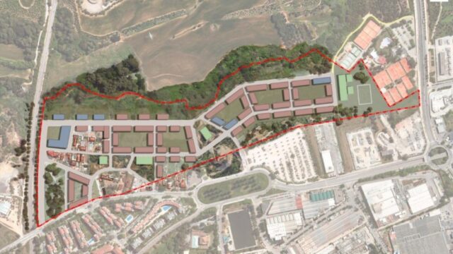 La projecció del nou barri: en marró, els habitatges; en blau, les activitats econòmiques, i en verd, els equipaments | Ajuntament de Cerdanyola